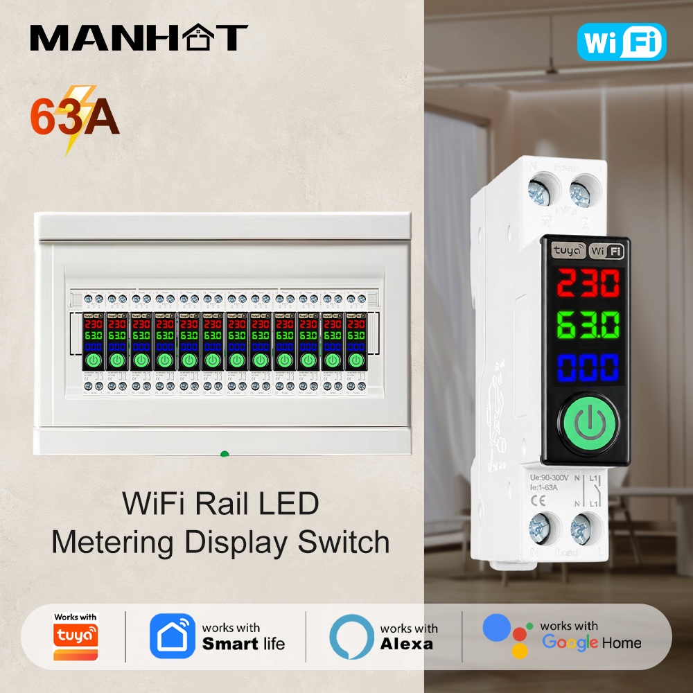 Energy Monitor Meter - Interruptor de Circuito WiFi Manhot con