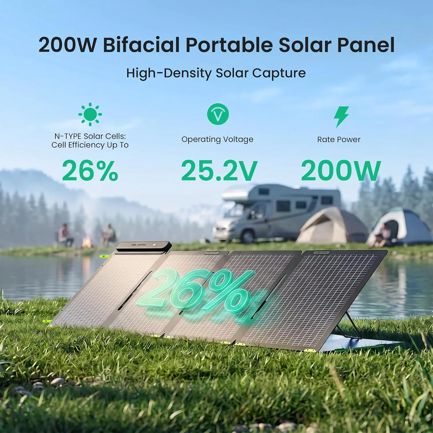 Panel Solar Portátil Bifacial  - Solar Panel 200W reseña y precio